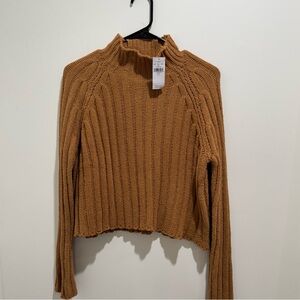 American Eagle Brown Ribbed Chenille Mock Neck‎ Sweater – Small (NWT)